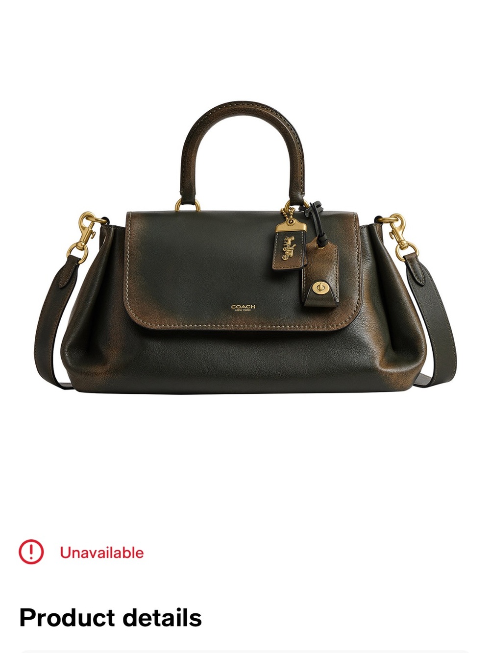 Coach Green Loved Leather Slouchy Rogue Top Handle Bag